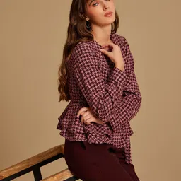 Kazo Checked Wrap Top-image-22