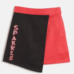 toothless Girls Black & Coral Pure Cotton Solid Skirt-image-93