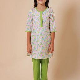 Sangria Girls Block Printed Pure Cotton Straight Kurta & Trouser Kurta Sets-image-43