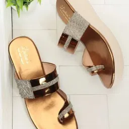LADOO'S Women Leather Wedge Heels Sandals-30