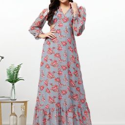 all about you Women Floral Print Georgette Fit & Flare Maxi Dress-picture-28