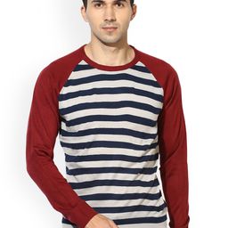Red Tape Men White & Maroon Striped Pullover-picture-12