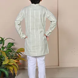 BT DEZINES Boys Embroidered Regular Thread Work Linen Kurta with Pyjamas image 4