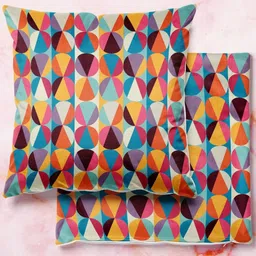 ArtzFolio Multicoloured Set of 2 Square Cushion Covers-14