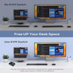 PremiumAV 2-Port USB 2.0 KVM Switch Box Control 2 Computers with 1 USB Keyboard & Mouse for PC, Laptop, Desktop, Monitor, Printer, Video Sharing image 4