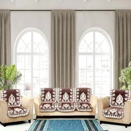 Aura Brown Polyester Sofa Cover-image-36