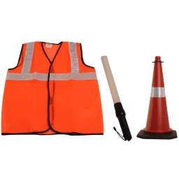Ladwa Traffic Safety Cone & Reflective Jacket with Light Stick Baton PVC Orange, LD-05-43