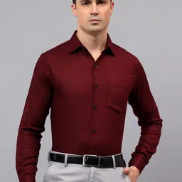 APEKTRA Men Relaxed Slim Fit Textured Spread Collar Cotton Formal Shirt-picture-16