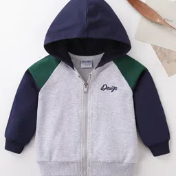 Kookie Kids Full Sleeves Hooded Sweatjacket Colour Block Pattern - Multicolour-picture-26