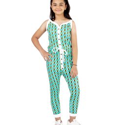 D'chica Thermal Sleeveless Bees Print Jumpsuit - Blue-image-9