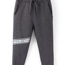 Babyhug Cotton Looper Knit Full Length Lounge Pant Text Print - Charcoal Grey-picture-22