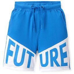 Pine Kids Cotton Terry Knit Above Knee Length Text Printed Shorts - Blue-image-22