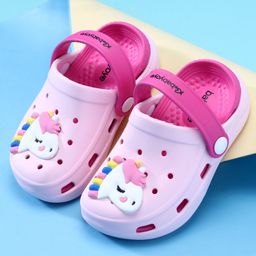 Babyoye Slip On Unicorn Applique Clogs with Back Strap - Pink-picture-23