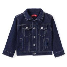Babyhug Full Sleeves Collar Neck Washed Denim Jacket - Dark Blue-picture-24