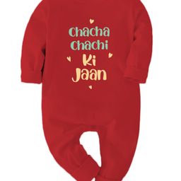 Zeezeezoo 100% Cotton Full Sleeves Chacha Chachi Ki Jaan Printed Romper - Red-image-88