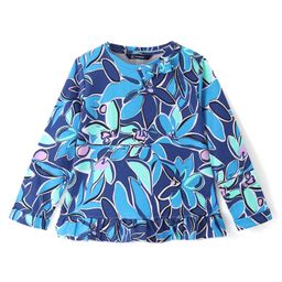 Pine Kids Cotton Knit Full Sleeves Floral Printed Top with Bow Applique - Navy Blue-image-75