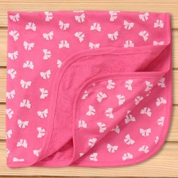 Babyhug Knit Terry Towel with Bow Print L 77 x B 74 cm - Red-image-47
