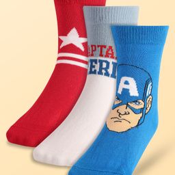 Pine Kids Marvel Knit Antibacterial Socks With Avengers Graphics Pack Of 3 - Red Blue & White-image-6