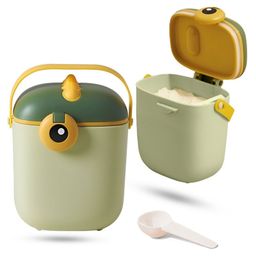 TONY STARK 800 ml Portable Milk Powder Container, Baby Food Container for Travelling, First Feed Baby Storage Box with Built-In Scoop Holder (Dino Olive Green)-13