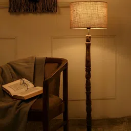 green girgit Brown & Beige Printed Wooden Floor Lamps With Shade-20