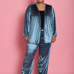 theRebelinme Front Open Velvet Shrug With Trousers Co-Ords-13