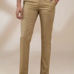 ColorPlus Men Solid Cotton Regular Fit Casual Trousers-picture-14