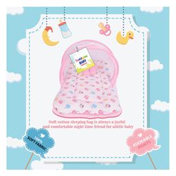 Toddylon Baby Mattress with Mosquito Net New Born Cot Bedding Set - Pink image 2
