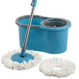 Kuber Industries Blue & Grey Extendable Handle Mopping Bucket image 3