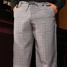 Instafab Plus Men Checked Comfort Trousers image 5