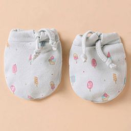Simply Interlock Knit Cap Mitten & Booties Set with Ice Cream Print Pink - Diameter 15.5 cm image 4