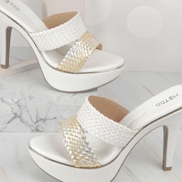 Metro Women Textured Slim Heeled Peep Toes-36