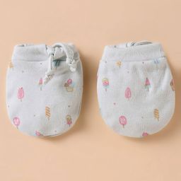 Simply Interlock Knit Cap Mitten & Booties Set with Ice Cream Print Pink - Diameter 15.5 cm image 5