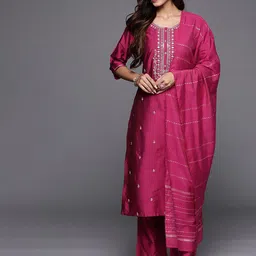 Divyadham Textiles Women Embroidered Regular Thread Work Kurta with Pyjamas & Dupatta-16