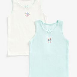 mothercare Girls Pack of 2 Solid Pure Cotton Camisoles-58