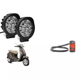 Cartronics 9 Round Cap LED Fog Light With On/Off Switch for Piaggio Vespa SXL 125(Set of 2 Pcs)-14