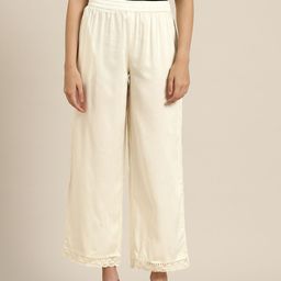 Juniper Women Cream-Coloured Solid Knitted Ethnic Palazzos-picture-24