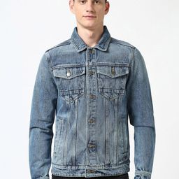 Peter England Casuals Men Spread Collar Solid Cotton Casual Denim Jacket-picture-19