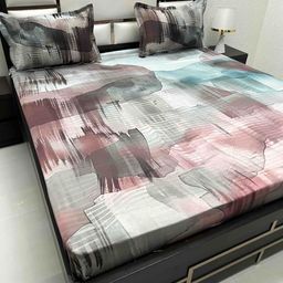 Pure Decor Blue & White 300 TC King Bedsheet with 2 Pillow Covers-image-45