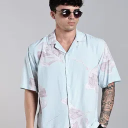 PAUL STREET Tropivo Abstract Printed Cuban Collar Comfort Boxy Casual Shirt-image-59