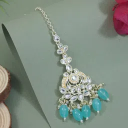 I Jewels Gold-Plated Kundan Studded Maang Tikka Head Jewellery-image-98