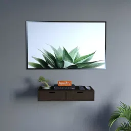 Furnifry Wood Wall Mounted Brown 24 x 8 x 4.5 Inch Glossy Wood TV Entertainment Unit-image-42