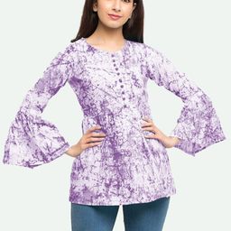 KALINI Floral Print Bell Sleeve Cotton Top-picture-50