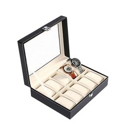 AUGEN Black & Beige 10-Slot Leather Watch Organiser-picture-11