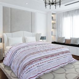 Monte Carlo White & Brown Ethnic Motifs Mild Winter 210 GSM Double Bed Duvet-image-91