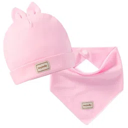 SYGA Kids Pink Solid Bib & Beanie-15