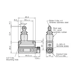 Azbil Compact Horizonal Limit Switch 11.8 N Boot Seal Roller Plunger-Without cable, SL1-B image 2