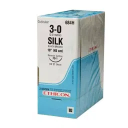 Ethicon NW3340 Ethilon 0 Black 40 mm Monofilament Loop Suture Size 150 cm (Pack of 12)-image-55