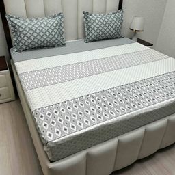 Pure Decor Lifestyle White Printed 350 TC Pure Cotton King Bedsheet Set-2.74 m x 2.74 m-image-25
