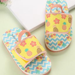Babyoye Flip Flop with Back S Trap Closure Floral & Pineapple Print - Blue-image-68