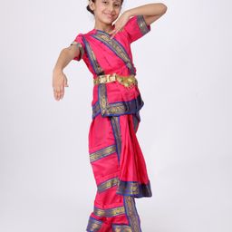 Itsmycostume Satin Half Sleeves Bharatnatyam Theme Costume Set - Magenta-image-31